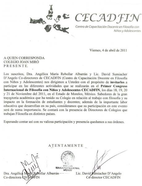 El Colegio Joan Miro, seleccionado como exponente para el Congreso Internacional de Filosofía para Niños y Adolescentes, en México.